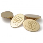 Gold disc cufflinks, engraved