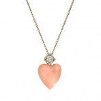 Coral & Diamond Heart pendant